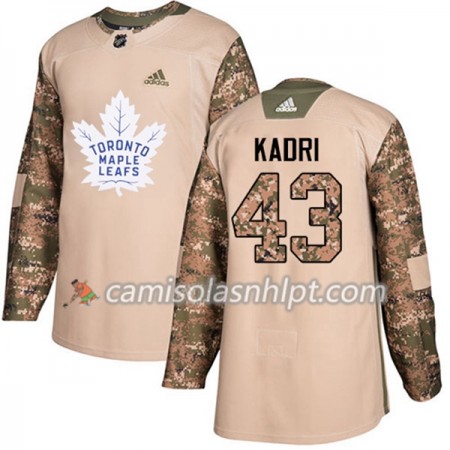 Camisola Toronto Maple Leafs Nazem Kadri 43 Adidas 2017-2018 Camo Veterans Day Practice Authentic - Homem